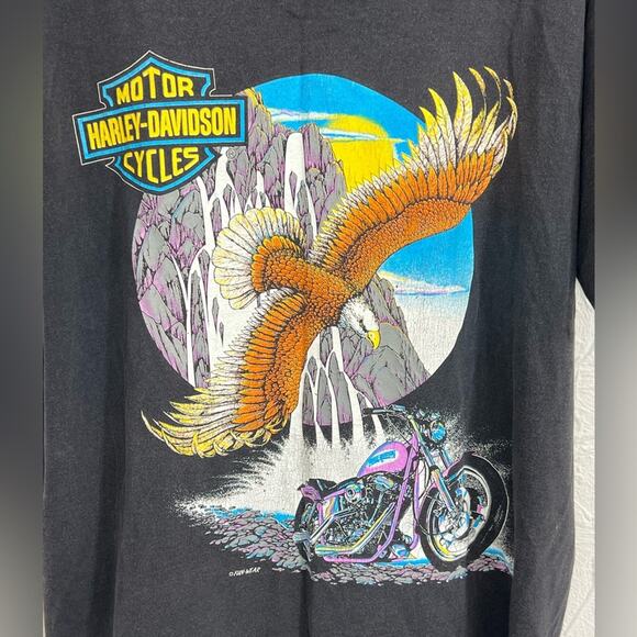 Vintage Harley Davidson Fun Wear Eagle Waterfall Shield Rare LARGE Made in USA - Picture 3 of 11